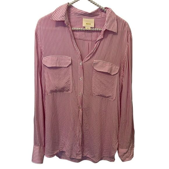 Anthropologie Maeve Zadie small Striped Button Down Top Lightweight Popover Shir - Picture 3 of 13